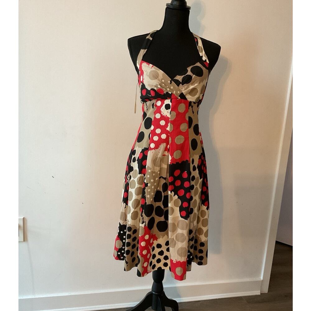 Moschino Cheap and Chic Silk Chiffon Polka Dot Halter Dress 44 Lined